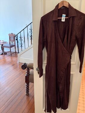 J. McLaughlin Mocha Wrap-Style Long Dress
